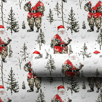 Tactical Santa Claus Gift Wrap, Camo Santa Christmas Wrapping Paper, Military Camouflage Holiday Wrapping Paper