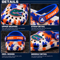 FLA Splatter - Gator Head Clogs in Orange and Blue