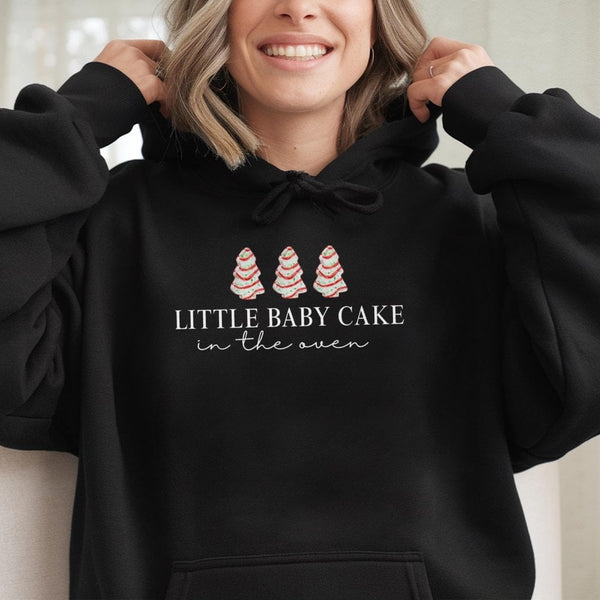 Christmas Pregnancy Announcement Hoodie, Baby Cake in the Oven Hoodie, Holiday Baby Reveal Sweatshirt, Expecting Mom Hooded P