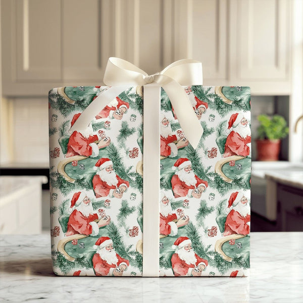Casino Holiday Gift Wrap, Santa Poker Christmas Wrapping Paper, Humorous Gambling Dice Christmas Wrapping Paper, Game Night P