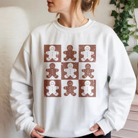 Retro Christmas Cookie Sweatshirt, Checkered Gingerbread Man Sweatshirt, Adorable Holiday Crewneck, Vintage Winter Pullover Sweatshirt