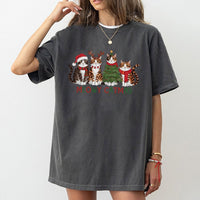 Christmas Cat Lover Graphic Tee, Humorous Meowy Catmas Shirt, Adorable Holiday Cat T-Shirt, Cat Mom Xmas Shirt, Winter Animal Lover Present