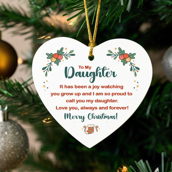 Sentimental Daughter Christmas Ornament, To My Daughter Heart Ceramic Ornament, Holiday Keepsake Ornament, Present for Daught