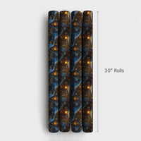 Snowy Cabin Holiday Gift Wrap, Night Christmas Village Wrapping Paper, Winter Wonderland Wrapping Paper, Comfy Festive Present Gift Wrap Roll