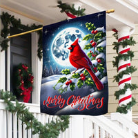 Merry Christmas Winter Bird Flag, Cardinal Christmas Garden Flag, Double-Sided Red Cardinal Yard Flag, Holiday Lawn Flag Decor Present