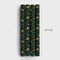 Holly and Snowflake Giraffe Gift Wrap, Christmas Giraffe Wrapping Paper, Winter Giraffe Wrapping Paper, Forest Green Holiday Present Wrap