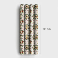 Christmas Dog Wreath Gift Wrap, Yellow Labrador Wrapping Paper, Adorable Yellow Lab Holiday Wrapping Paper, Dog Lover Christmas Wrapping Paper