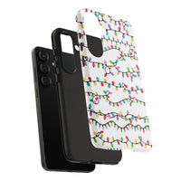 Holiday String Bulb Phone Cover, Colorful Christmas Lights Phone Case, Festive Xmas Pattern Phone Case, Dual Layer Shockproof Samsung Case