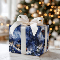 Winter Forest Night Gift Wrap, Christmas Steam Train Wrapping Paper, Locomotive Snow Paper Roll, Holiday Gift Wrap, Train Lover Xmas Paper