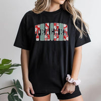 Santa Claus Checkered Shirt, Christmas Teacher T-Shirt, Adorable Teacher Christmas Tee, Festive Educator Graphic T-Shirt, Winter Holiday Tee