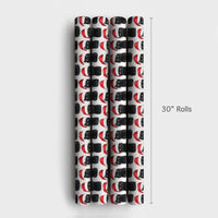 Santa Hat Kitten Holiday Gift Wrap, Black Cat Christmas Wrapping Paper, Adorable Winter Cat Wrapping Paper, Festive Holiday Gift Wrap Roll
