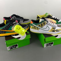 Low Top Sneakers, Black Red Green Pink Colorway, Mismatched Colorway, Lace Up Design, Casual Gift for Sneaker Fans