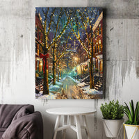 Winter Cityscape Canvas Wall Art, Christmas Street Canvas Print, Festive Night Canvas Art, Comfy Holiday Wall Decor, Christmas Home Present