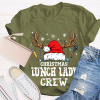 Santa Hat Kitchen Utensils Graphic Tee, Christmas Lunch Lady Shirt, School Cafeteria Worker Holiday T-Shirt, Lunch Lady Xmas Present