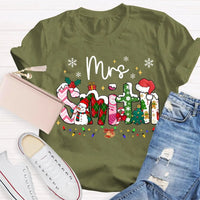 Custom Name Snowflake Holiday Shirt, Personalized Christmas Lights T-Shirt, Matching Family Xmas Graphic Tee, Holiday Season Present