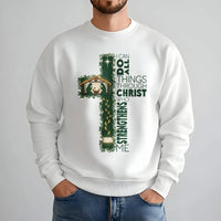 Nativity Cross Sweatshirt, I Can Do All Things Through Christ Sweatshirt, Christian Bible Verse Crewneck, Faith Christmas Sweatshirt Present