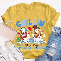 Humorous Holiday Snowman Graphic Tee, Chillin with My Cafeteria Snowmies Shirt, School Staff Christmas T-Shirt, Lunch Lady Holiday Present