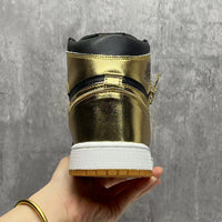 High Top Sneakers, Black Gold Colorway, Lace Up Design, Casual Gift for Sneaker Fans