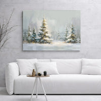 Glowing Christmas Tree Canvas Print, Snowy Winter Forest Canvas Wall Art, Holiday Pine Forest Canvas Decor, Festive Winter Scene Canvas