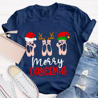Humorous Christmas Dance Graphic Tee, Merry Dancemas Ballet Teacher T-Shirt, Dance Instructor Holiday Shirt, Adorable Ballerina Xmas Dancer Present