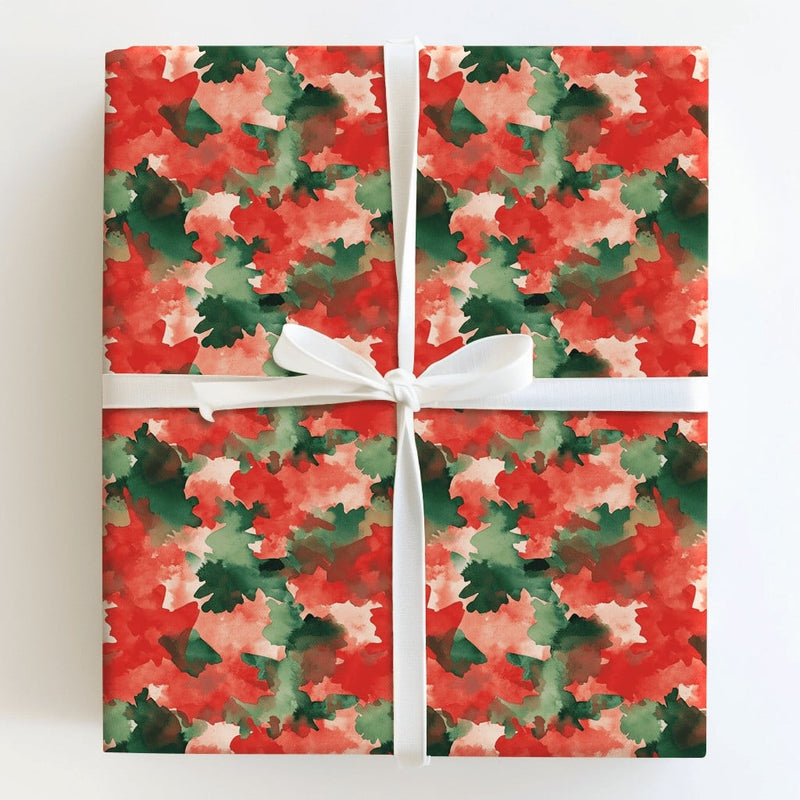 Abstract Christmas Gift Wrap, Red and Green Watercolor Wrapping Paper, Modern Painterly Holiday Paper, Festive Present Wrap for Winter Presents