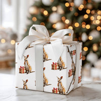 Watercolor Holiday Kangaroo Gift Wrap, Christmas Kangaroo Wrapping Paper, Australian Animal Present Wrap, Festive Kangaroo Wrapping Paper