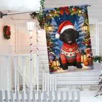 Santa Hat Festive Sweater Yard Flag, Black Poodle Christmas Garden Flag, Double Sided Dog Holiday Lawn Flag, Pet Lover Lawn Decor