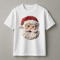 Textured Yarn Look Christmas Shirt, Punch Needle Santa T-Shirt, Vintage Santa Claus Graphic Tee, Retro Holiday Santa T-Shirt, Xmas Present