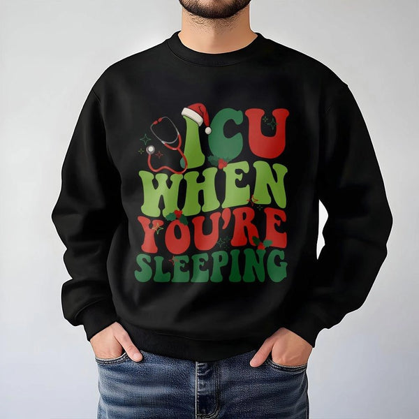 Medical Holiday Nurse Sweater, ICU Christmas Nurse Sweatshirt, Humorous ICU Staff Crewneck, Adorable Nurse Holiday Sweatshirt