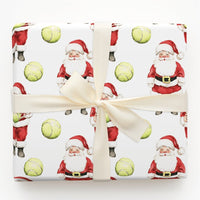 Sporty Holiday Gift Wrap, Tennis Santa Christmas Wrapping Paper, Tennis Coach Xmas Present Wrap, Humorous Tennis Player Holiday Wrapping Paper