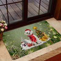 Snow Dog Xmas Tree Welcome Mat, Maltese Christmas Doormat, Festive Maltese Holiday Doormat, Winter Pet Floor Mat, Dog Lover Present