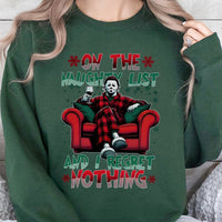 Christmas Slasher Horror Sweatshirt, Naughty List Horror Movie Sweatshirt, Retro Holiday Crewneck, Spooky Season Horror Fan Present Sweatshirt