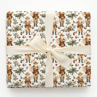Rustic Country Christmas Gift Wrap, Western Cowboy Santa Wrapping Paper, Cowboy Hat Santa Holiday Paper, Pinecone Present Wrapping Roll