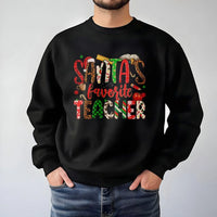 Festive School Holiday Crewneck, Santa's Favorite Teacher Sweatshirt, Teacher Christmas Sweater, Adorable Educator Holiday Pullover Present