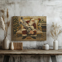 Nostalgic Christmas Canvas Print, Santa Claus and Laughing Boy Canvas, Vintage Holiday Canvas Wall Art, 2025 Christmas Wall Decor, Xmas Present
