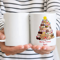 Humorous Boob Tree Christmas Coffee Mug, Merry Titmas Ceramic Mug, Sarcastic Holiday Graphic Cup 11oz 15oz, Adult Humor Xmas Present