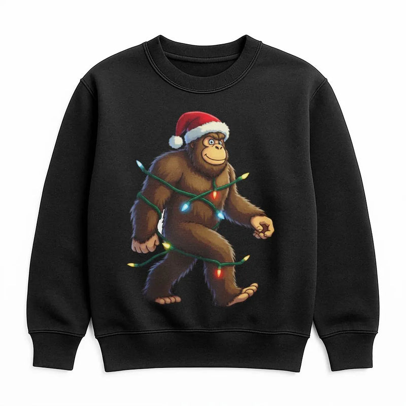 Sasquatch Christmas Lights Sweatshirt, Bigfoot Christmas Sweatshirt, Humorous Bigfoot Christmas Crewneck, Retro Yeti Xmas Sweater, Holiday Present