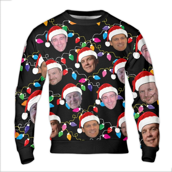 Personalized Ugly Xmas Sweatshirt Santa Hat, Custom Face Christmas Sweater, Custom Photo Holiday Family Party Crewneck