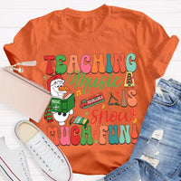 Festive Music Teacher Holiday Shirt, Snow Much Fun Teaching Music Christmas T-Shirt, Adorable Snowman Musician Graphic Tee, Xmas Present