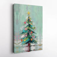 Modern Painterly Holiday Canvas Print, Abstract Christmas Tree Canvas Art, Festive Seasonal Wall Decor, Contemporary Winter Christmas Present