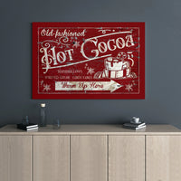 Rustic Old-Fashioned Christmas Kitchen Sign, Hot Cocoa Vintage Canvas Wall Art, Winter Holiday Poster Digital Download, Comfy Farmhouse Decor