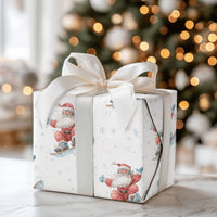 Watercolor Santa Gift Wrap, Snowboarding Santa Wrapping Paper, Winter Sports Wrapping Paper, Holiday Gift Wrap, Christmas Present Paper