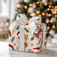 Watercolor Lion Gift Wrap, Santa Lion Christmas Wrapping Paper, Adorable Animal Wrapping Paper, Festive Holiday Gift Wrap, Xmas Present Paper