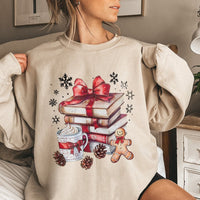 Comfy Holiday Reading Sweatshirt, Christmas Books Sweatshirt, Book Lover Xmas Sweatshirt, Bookish Reader Winter Crewneck Pullover Present