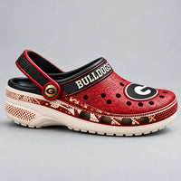 UGA Crimson Study - Bold Lettering, Oval Emblem and Clog Presence