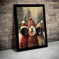 Labrador Winter Canvas Print, Christmas Dog Canvas Wall Art, Holiday Dog Sweater Canvas, Festive Pet Lover Wall Art, Xmas Dog Home Decor