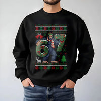 Humorous Sasquatch Christmas Sweatshirt, Bigfoot 67 Christmas Sweatshirt, Ugly Pattern Holiday Sweatshirt, Winter Sasquatch Crewneck Sweater