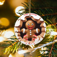 Elves and Cookies Christmas Ornament, Gingerbread Man Ceramic Ornament, Festive Holiday Tree Ornament, Sweet Winter Keepsake Decor Present