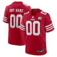 San Francisco 49ers Scarlet 80th Anniversary Custom Game Jersey