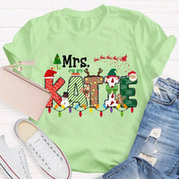 Custom Name Holiday T-Shirt, Personalized Christmas Lights Shirt, Festive Christmas Lights Tee, Adorable Xmas Family Shirt, Holiday Party Present